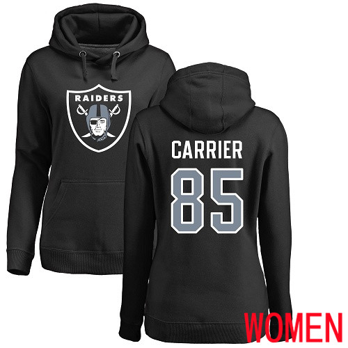 Oakland Raiders Black Women Derek Carrier Name and Number Logo NFL Football #85 Pullover Hoodie Sweatshirts